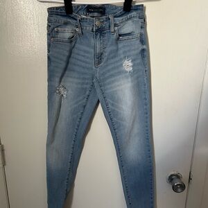 Aeropostale Light Wash Skinny Jeans with Distressed Detail